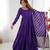 Purple Tiered Anarkali Gown     Full Flare with Zari Border Dupatta
