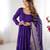 Purple Tiered Anarkali Gown     Full Flare with Zari Border Dupatta