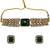 Green carved stone gold plated choker set with stud earrings | traditional bridal jewellery