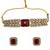 Ruby carved stone gold plated choker set with stud earrings | traditional bridal jewellery