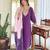 Purple sequnece floral embroidery chanderi silk kurta set with printed dupatta for women