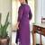 Purple sequnece floral embroidery chanderi silk kurta set with printed dupatta for women