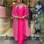 Rani pink embroidered viscos jacquard kurta set with muslin dupatta for women