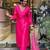 Rani pink embroidered viscos jacquard kurta set with muslin dupatta for women
