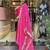 Rani pink embroidered viscos jacquard kurta set with muslin dupatta for women