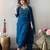 Teal embroidery rayon kurta set with chinon dupatta for women