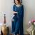 Teal embroidery rayon kurta set with chinon dupatta for women