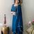 Teal embroidery rayon kurta set with chinon dupatta for women