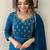 Teal embroidery rayon kurta set with chinon dupatta for women