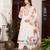 White floral sequence embroidery kurta set with chanderi dupatta for women