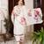 White floral sequence embroidery kurta set with chanderi dupatta for women
