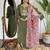 Mehendi green floral sequence embroidery viscos chanderi silk kurta set with printed  crepe dupatta for women