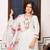 White floral sequence embroidery kurta set with chanderi dupatta for women
