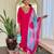 Pink embroidery rayon stylish kurta set with printed organza dupatta for women