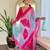 Pink embroidery rayon stylish kurta set with printed organza dupatta for women