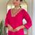 Pink embroidery rayon stylish kurta set with printed organza dupatta for women