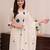 Cream resham floral embroidery rayon kurta set with chanderi dupatta for women