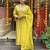 Lime sequence embroidery chanderi designer kurta set with organza dupatta for women