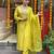 Lime sequence embroidery chanderi designer kurta set with organza dupatta for women