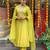 Lime sequence embroidery chanderi designer kurta set with organza dupatta for women