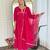 Pink floral embroidery muslin silk aaliya cut kurta set with organza dupatta for women