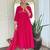 Pink floral embroidery muslin silk aaliya cut kurta set with organza dupatta for women