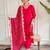 Red embroidery chanderi kurta set with muslin printed dupatta for women