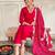 Red embroidery chanderi kurta set with muslin printed dupatta for women