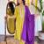 Yellow floral embroidery rayon kurta set with chinon dupatta for women