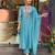 Blue mirror embroidery chanderi silk kurta set with embroidery organza dupatta for women