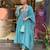 Blue mirror embroidery chanderi silk kurta set with embroidery organza dupatta for women