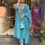 Blue mirror embroidery chanderi silk kurta set with embroidery organza dupatta for women