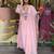 Peach mirror embroidery chanderi silk kurta set with embroidery organza dupatta for women