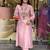 Peach mirror embroidery chanderi silk kurta set with embroidery organza dupatta for women