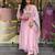 Peach mirror embroidery chanderi silk kurta set with embroidery organza dupatta for women