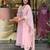 Peach mirror embroidery chanderi silk kurta set with embroidery organza dupatta for women