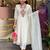 White mirror embroidery chanderi silk kurta set with embroidery organza dupatta for women
