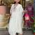 White mirror embroidery chanderi silk kurta set with embroidery organza dupatta for women
