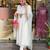 White mirror embroidery chanderi silk kurta set with embroidery organza dupatta for women