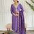 Lavender sequence embroidery viscos chanderi silk kurta set with embroidery organza dupatta for women