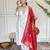 White floral jacquard embroidery silk kurta set with jacquard bandhani dupatta for women