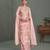 Baby pink multi thread & sequence embroidery work chinon free size stitched salwar suit