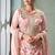 Baby pink multi thread & sequence embroidery work chinon free size stitched salwar suit