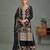 Black multi thread & sequence embroidery work chinon free size stitched salwar suit