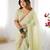 pista green lace sequins embroidery chiffon saree with blouse