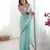 sky blue lace sequins embroidery chiffon saree with blouse