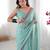 sky blue lace sequins embroidery chiffon saree with blouse