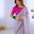 light purple lace sequins embroidery chiffon saree with blouse