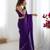 dark purple stone work chiffon saree with blouse