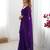 dark purple stone work chiffon saree with blouse